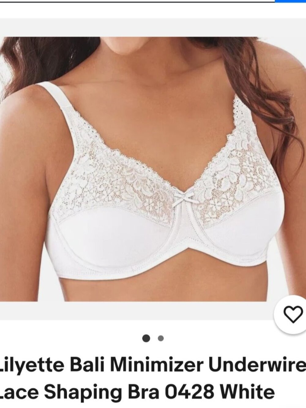 Lilyette Bali Minimizer Underwire Lace Shaping Bra WHITE